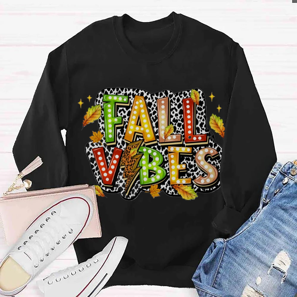 Fall Vibes Dot Leaves Sweatshirt