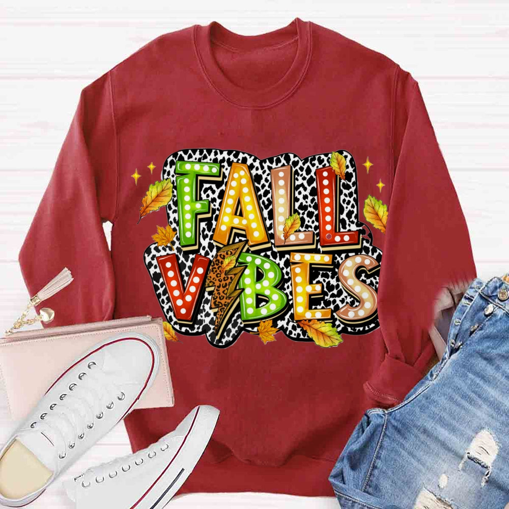 Fall Vibes Dot Leaves Sweatshirt