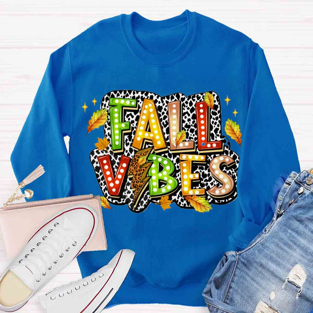 Fall Vibes Dot Leaves Sweatshirt