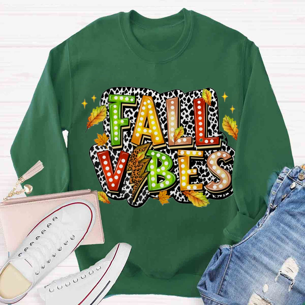 Fall Vibes Dot Leaves Sweatshirt