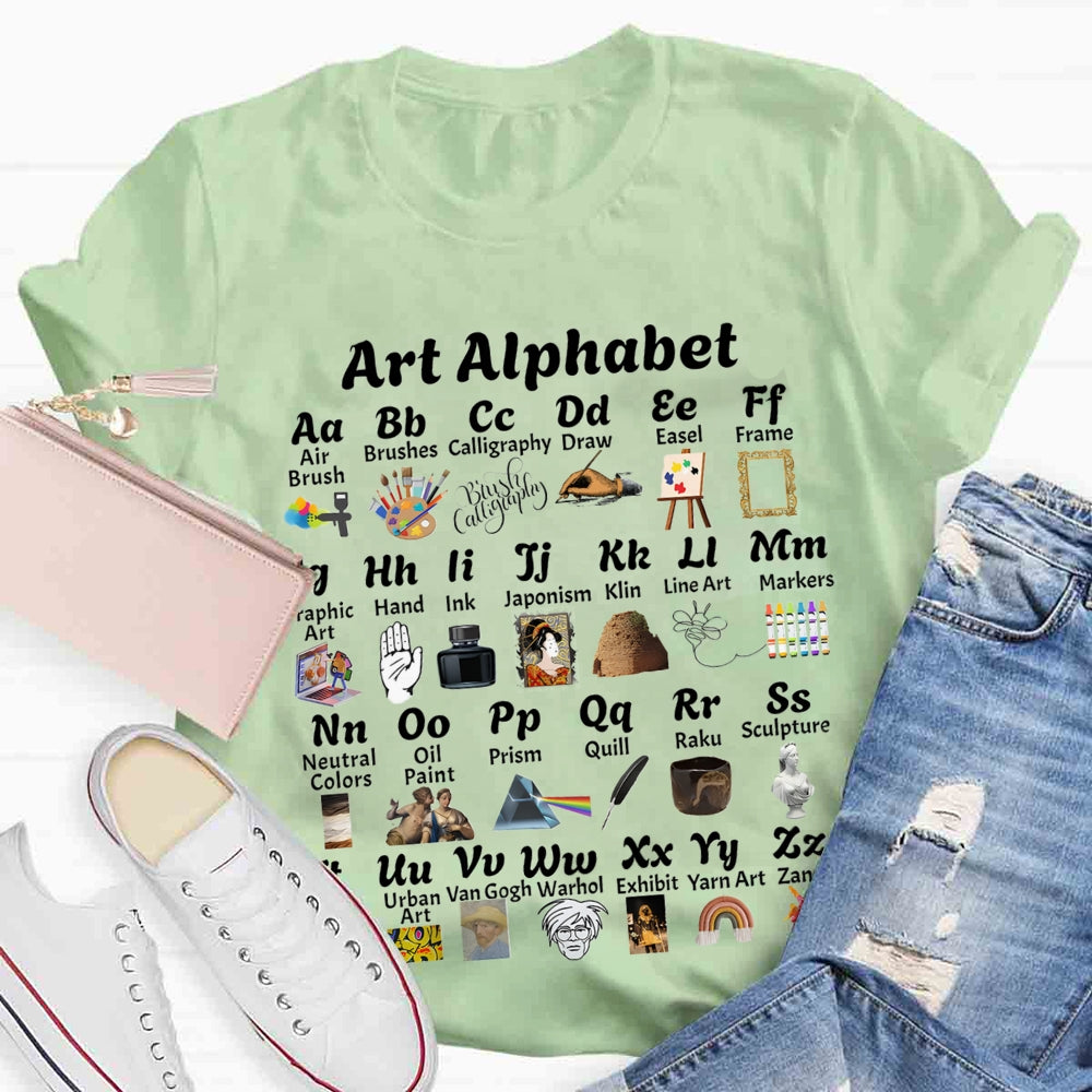 Art Alphabet  Art Teacher T-shirt