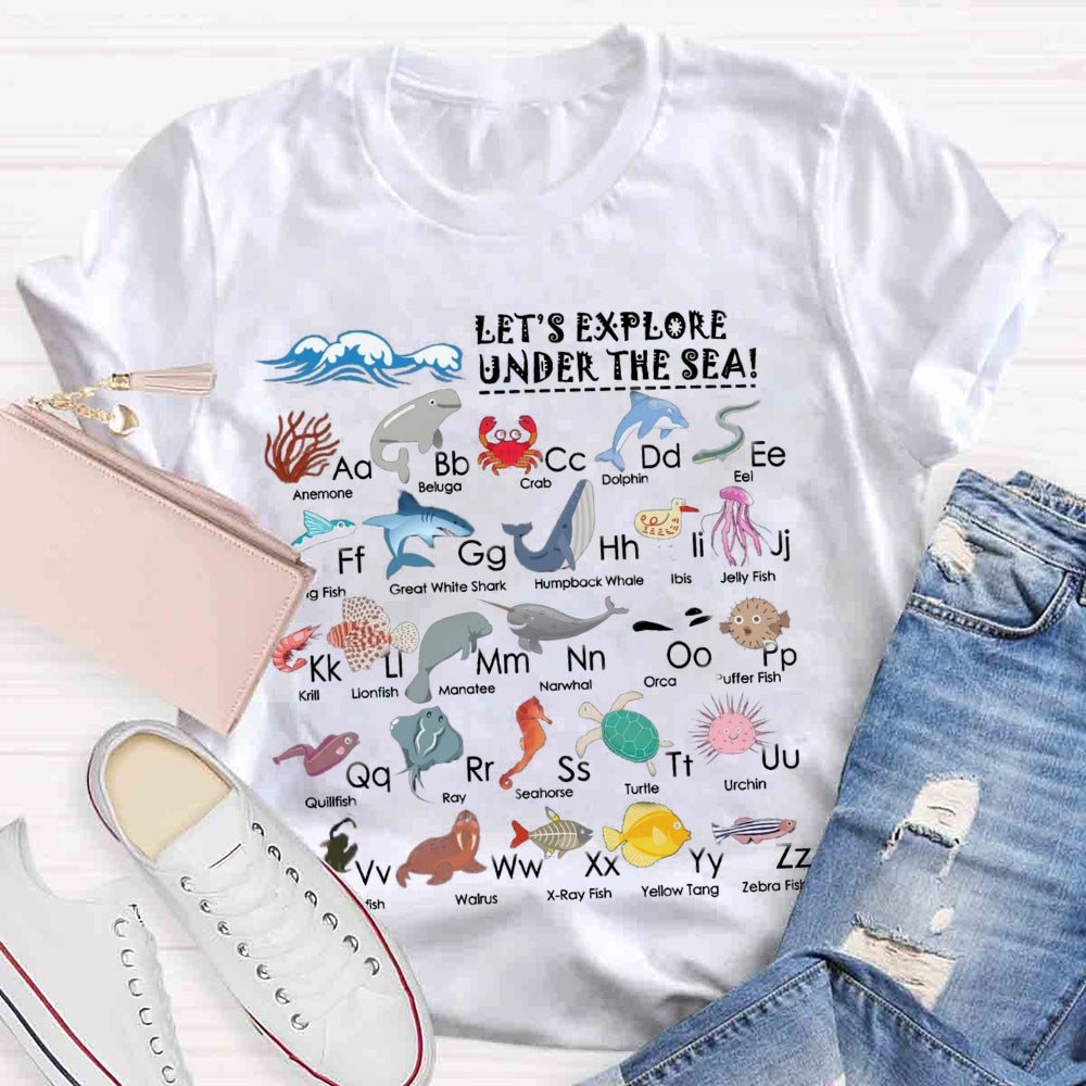 Under the Sea Ocean Animals Alphabet T-shirt