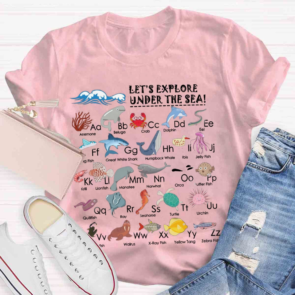 Under the Sea Ocean Animals Alphabet T-shirt