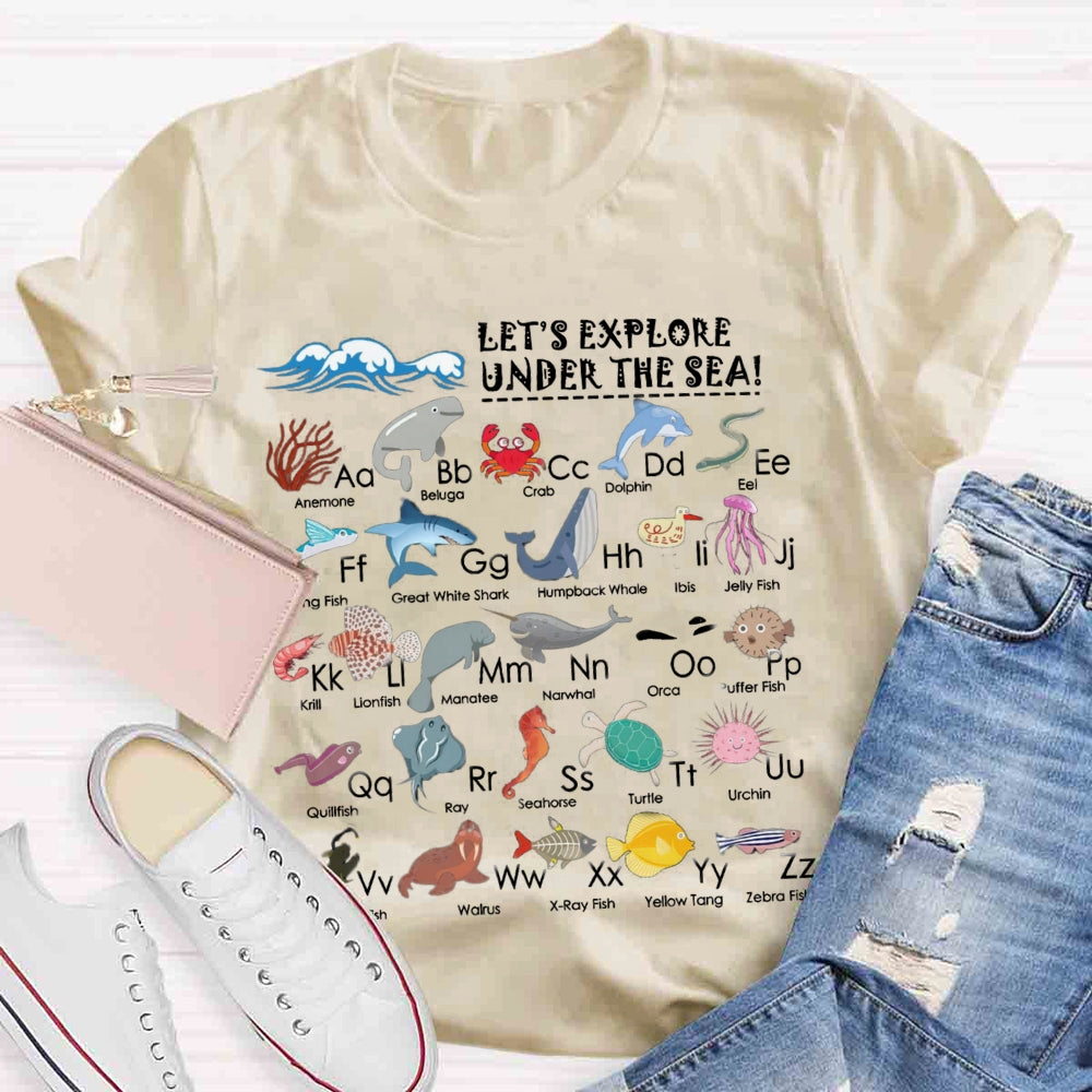 Under the Sea Ocean Animals Alphabet T-shirt