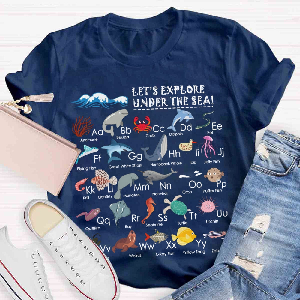 Under the Sea Ocean Animals Alphabet T-shirt