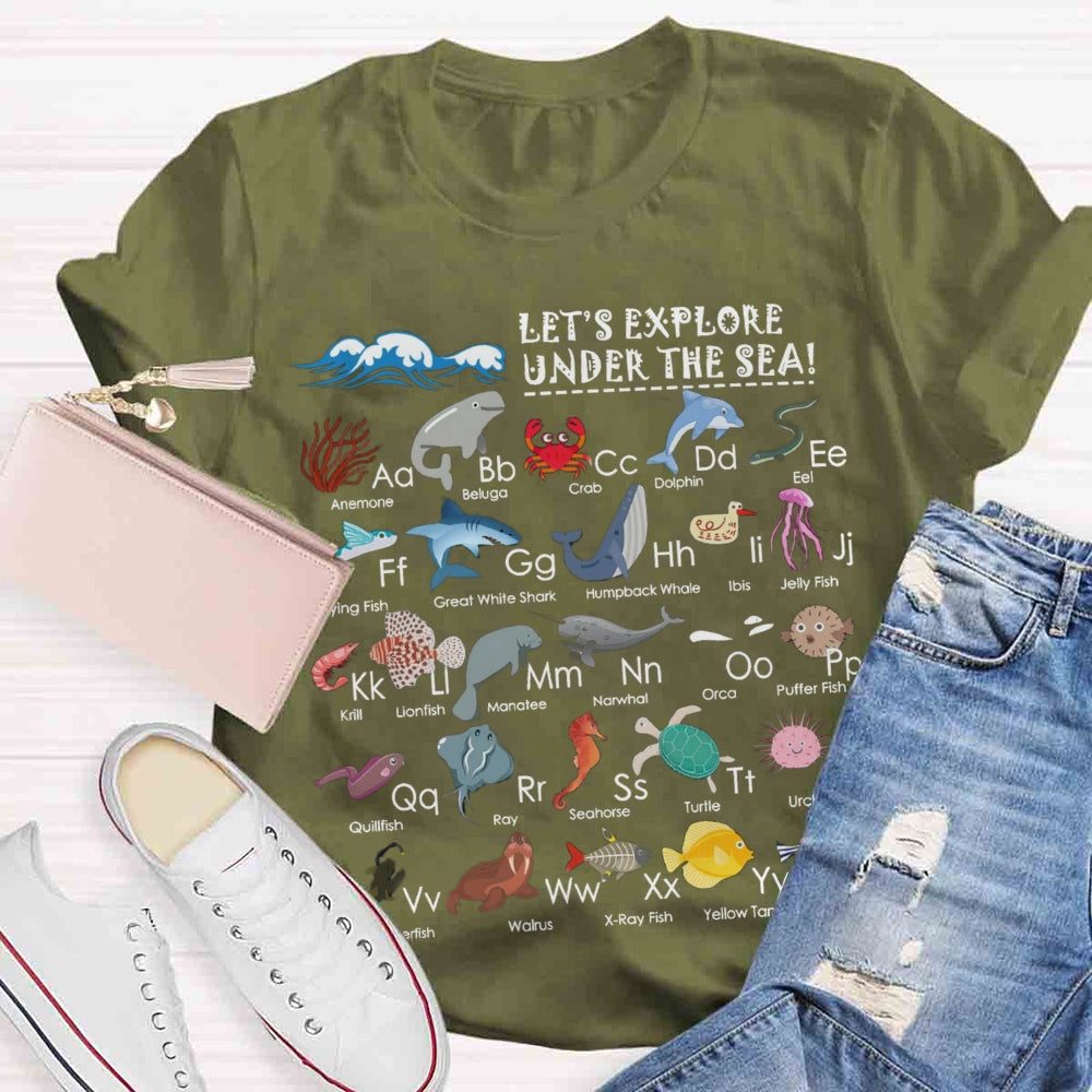 Under the Sea Ocean Animals Alphabet T-shirt