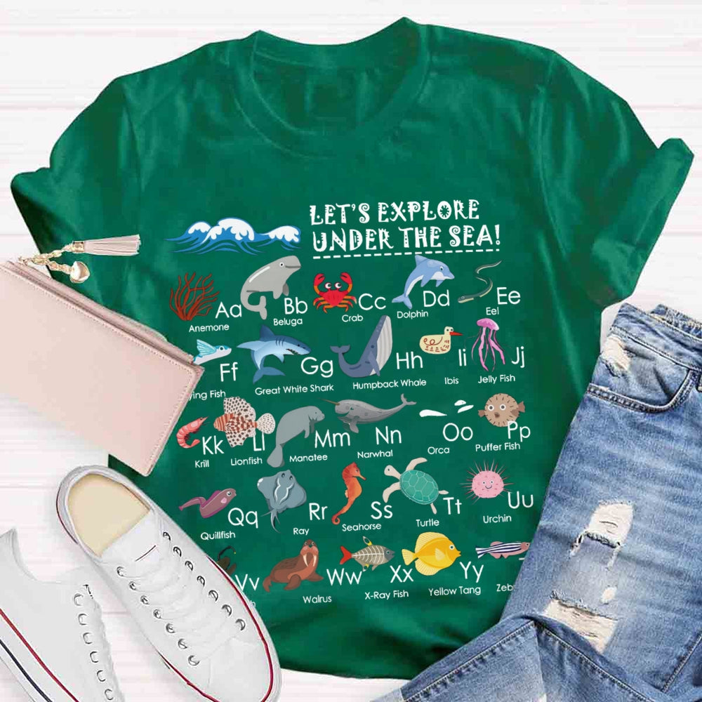 Under the Sea Ocean Animals Alphabet T-shirt