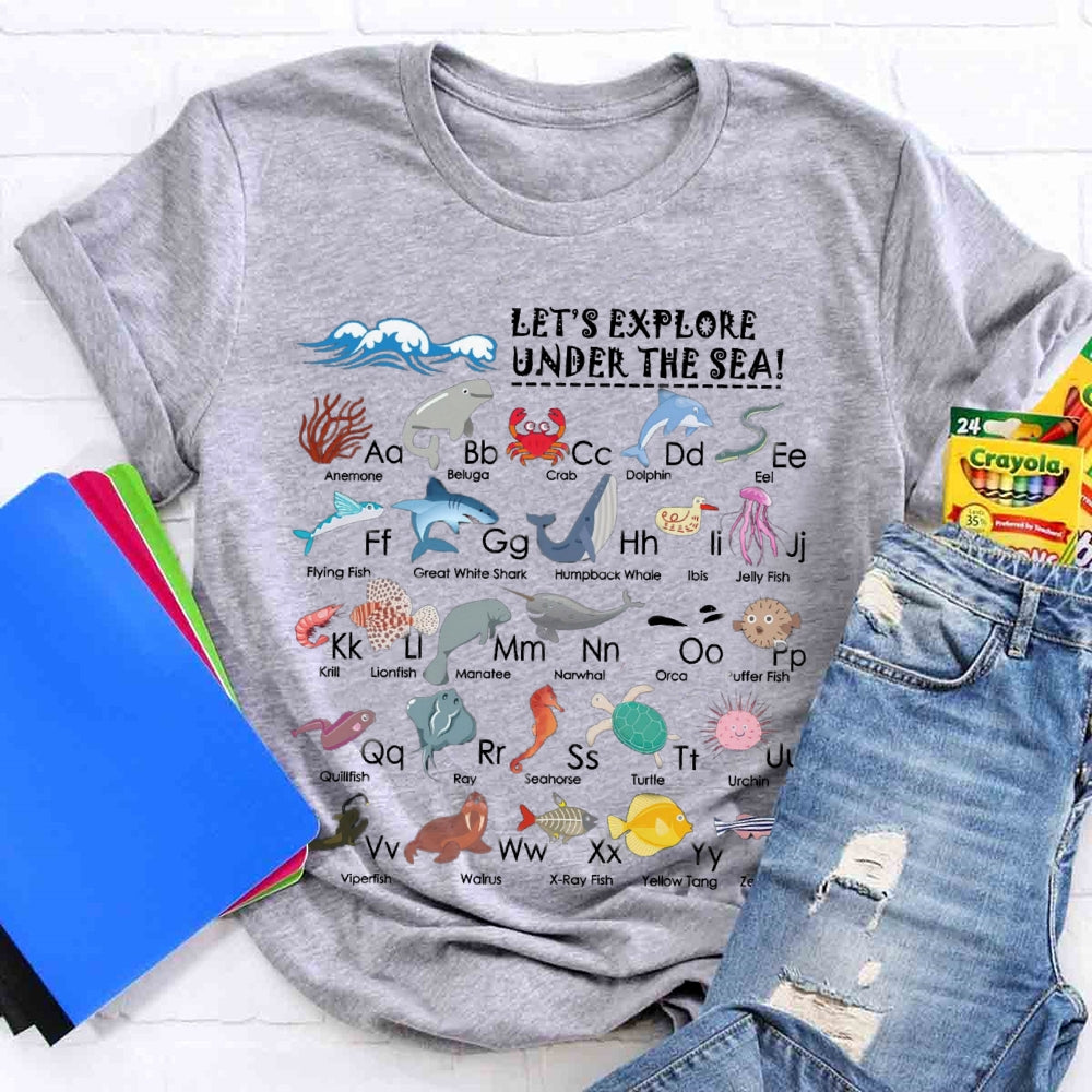 Under the Sea Ocean Animals Alphabet T-shirt