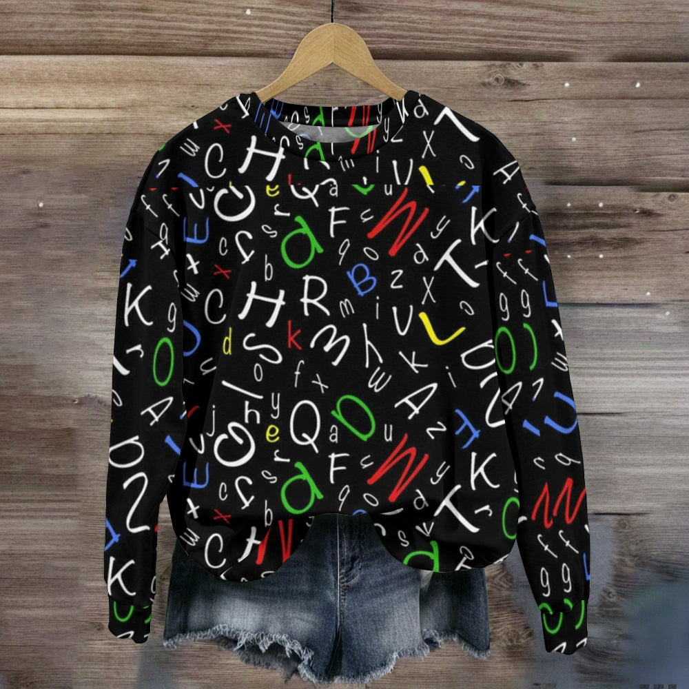 Alphabet Soup Alphabet Toss Black  Sweatshirt