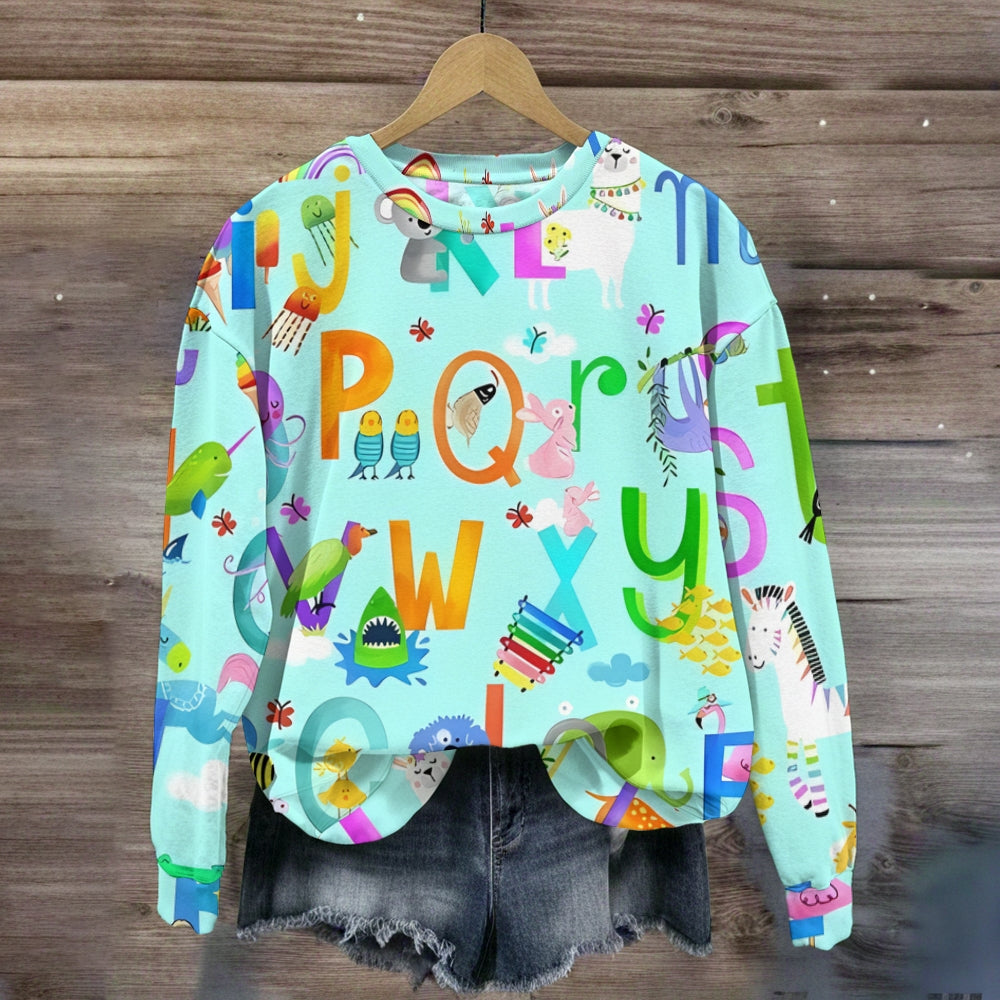 Interesting Alphabet Pattern Design For Kindergarten Sweatshirt