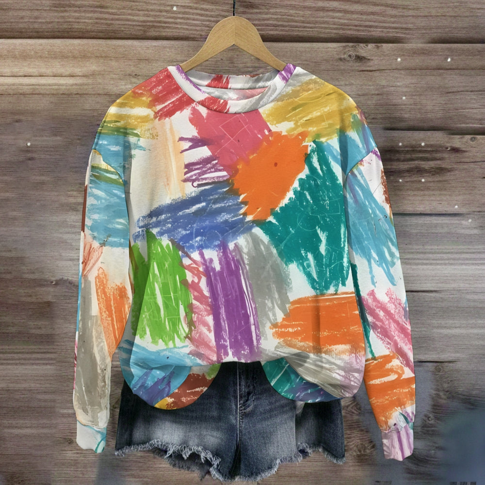 Artistic Fun Color Block Teacher Sweatshirt