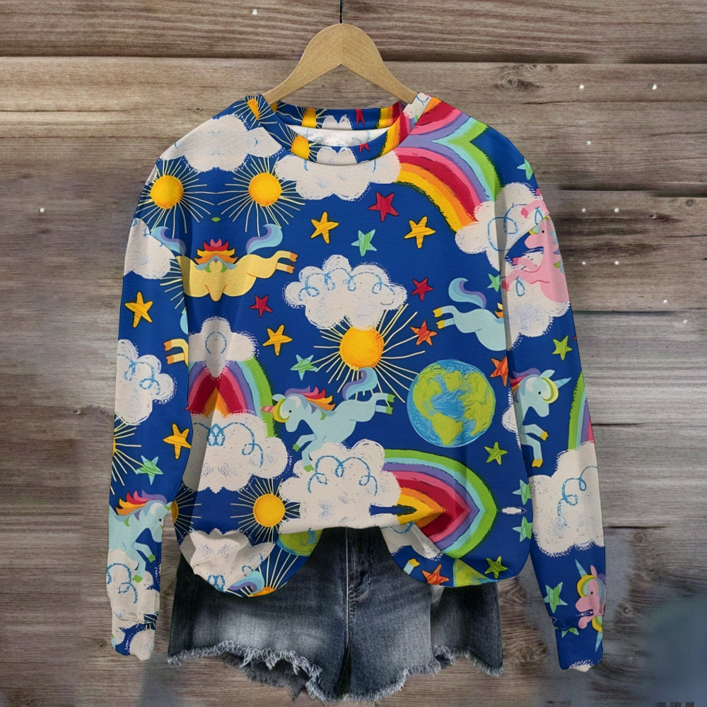 Cartoon Rainbow Painting Teacher Sweatshirt