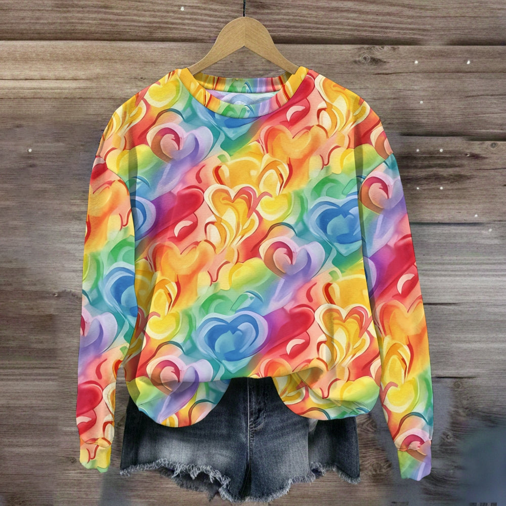 Watercolor Rainbow Hearts Sweatshirt