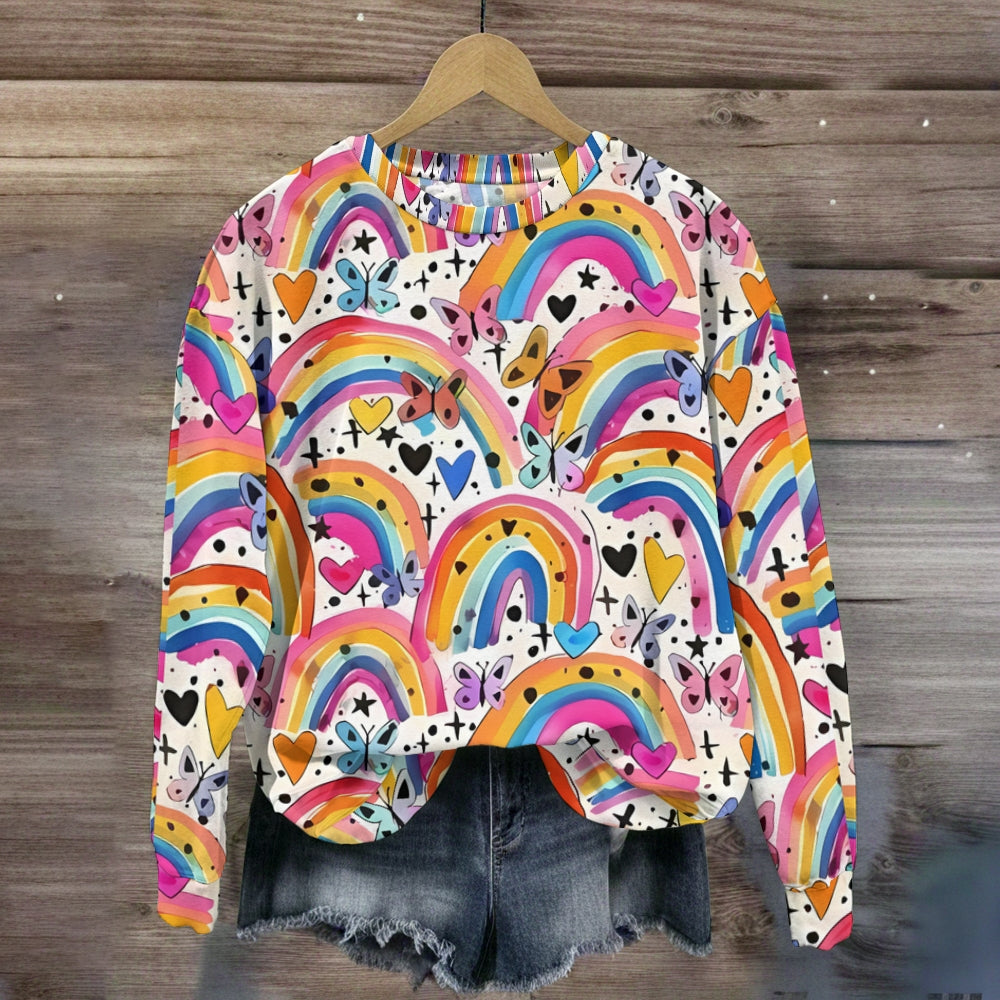 Bright Rainbow Butterfly Teacher Sweatshirt