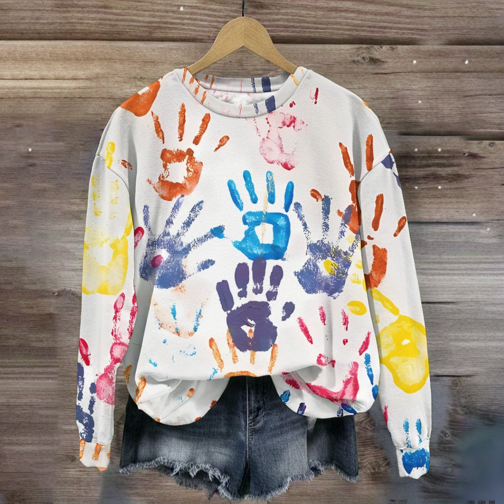 Speciation Education Colorful Children's Handprints Sweatshirt