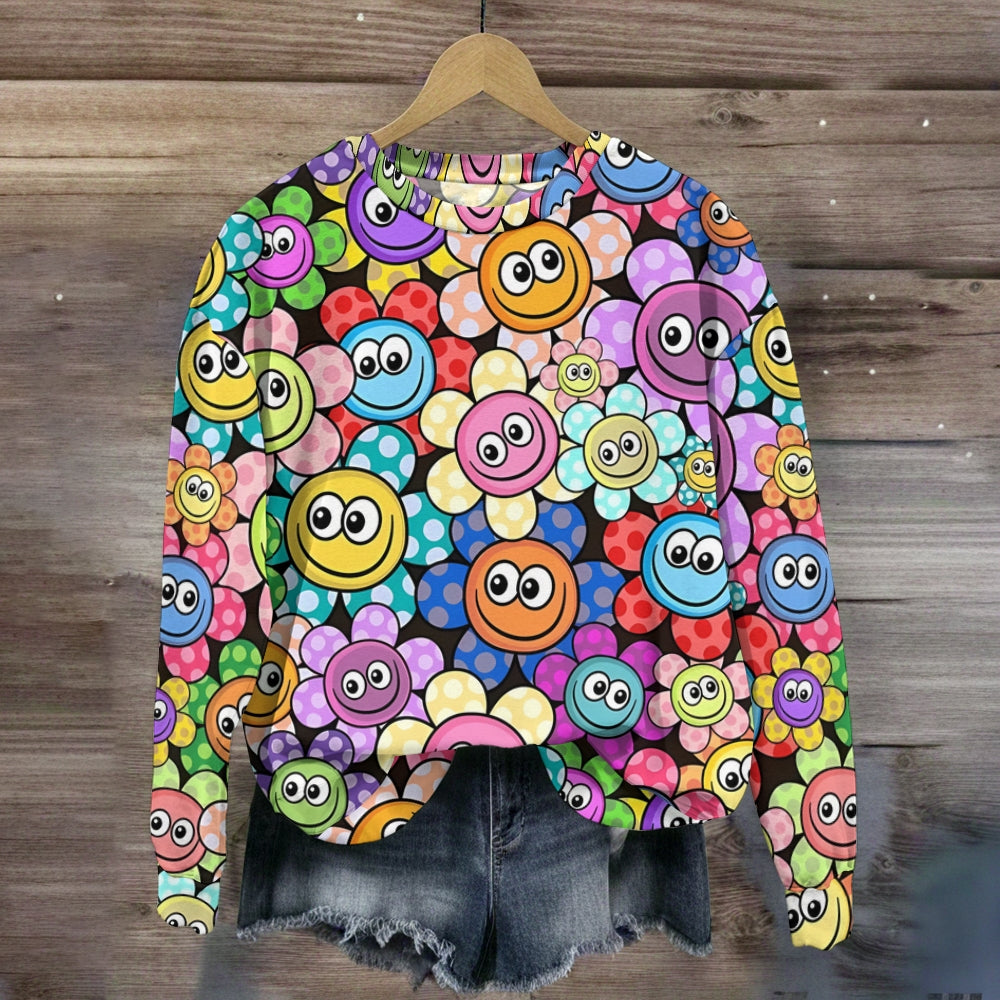 Colorful Smiley Funny Pattern Teacher Sweatshirt