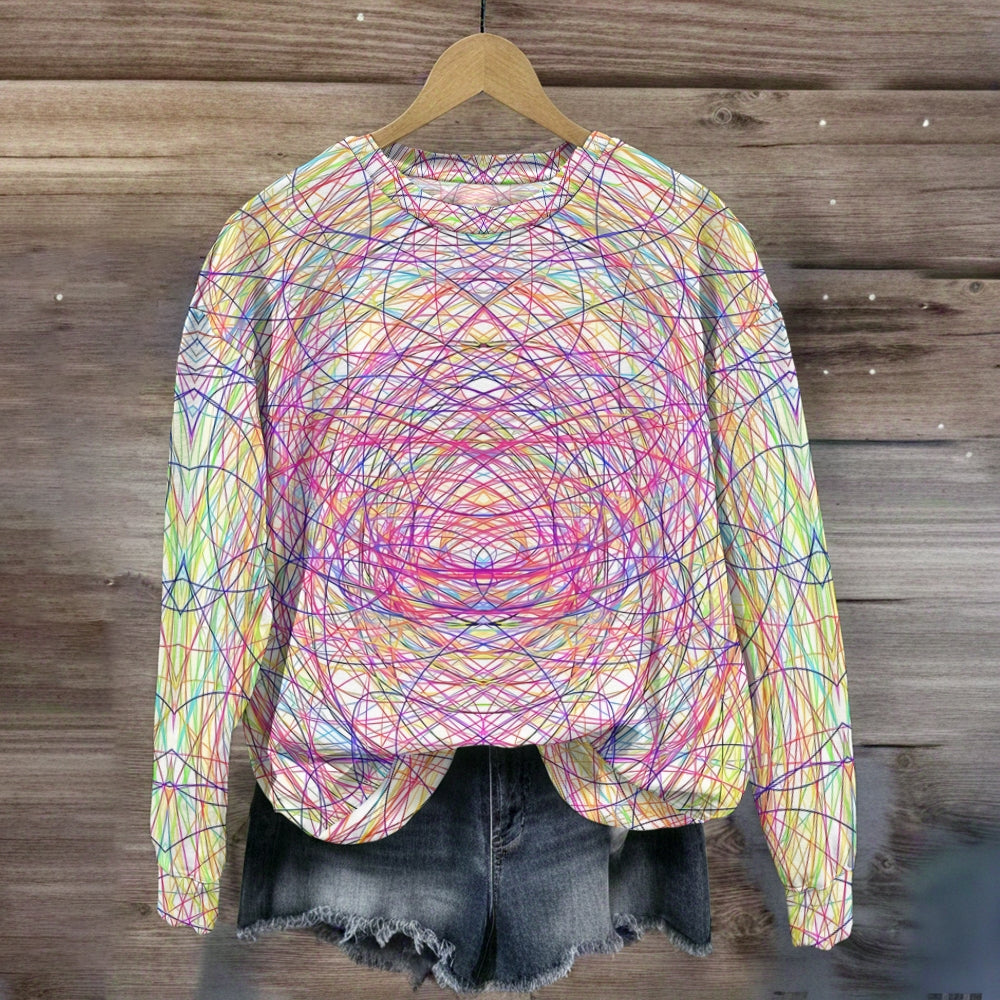 Abstract Seamless Pattern Lines Color Pencil Drawing Teacher Sweatshirt