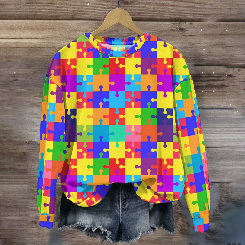 Colorful Jigsaw Puzzle Pieces Sweatshirt