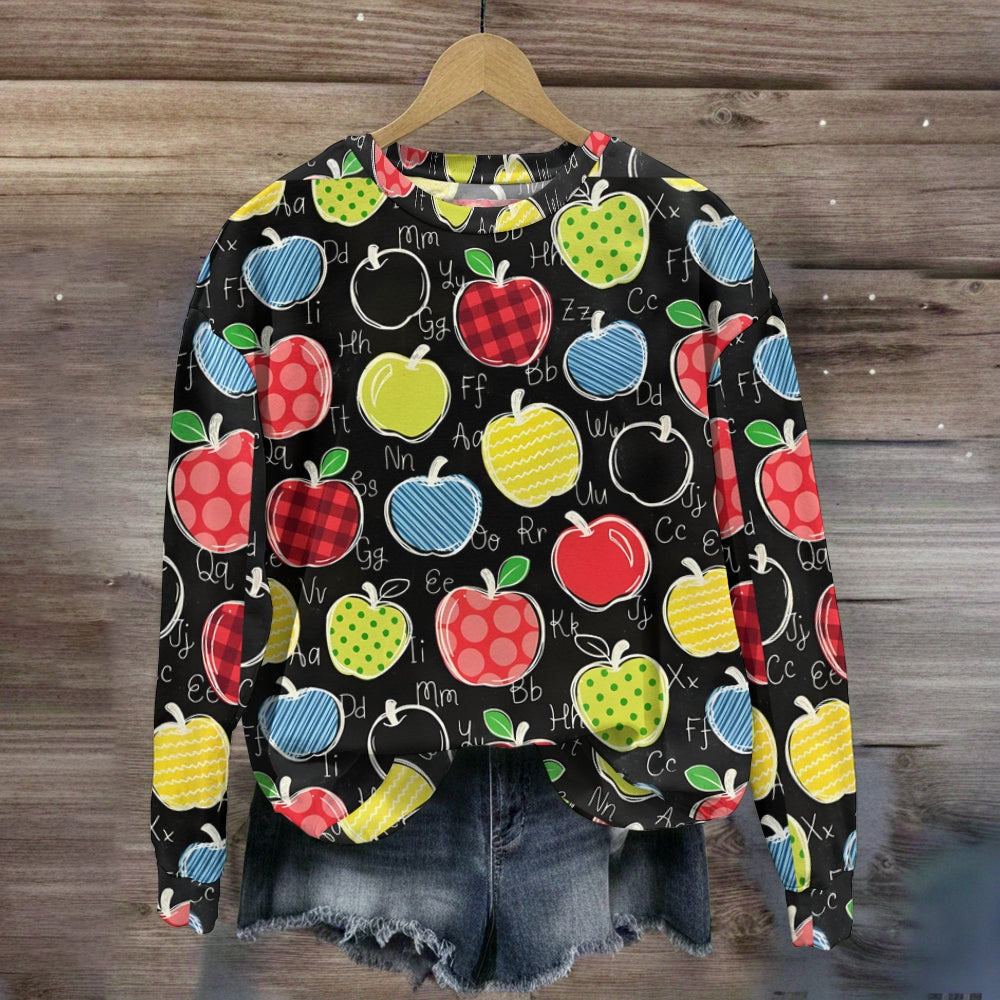 Colorful Apples on Chalkboard Sweatshirt