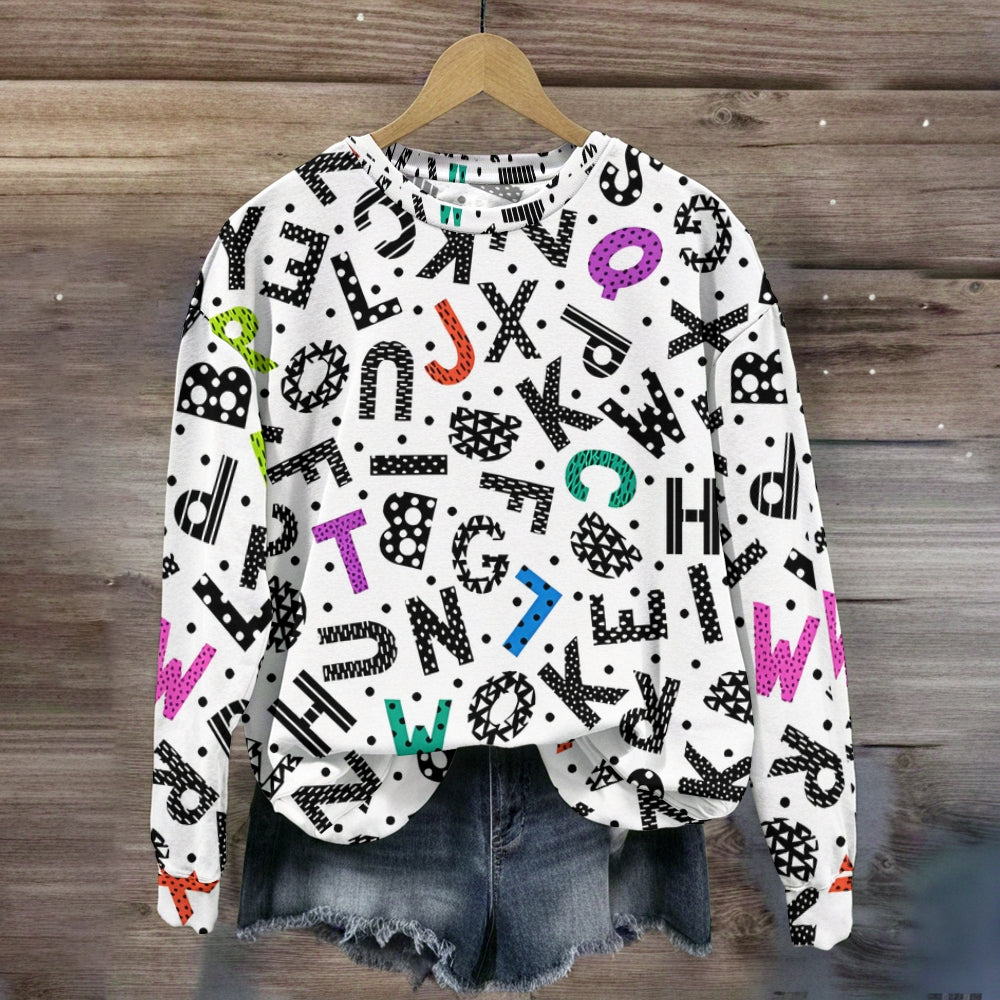 Black & White A Touch of Bright Tossed Alphabet  Sweatshirt