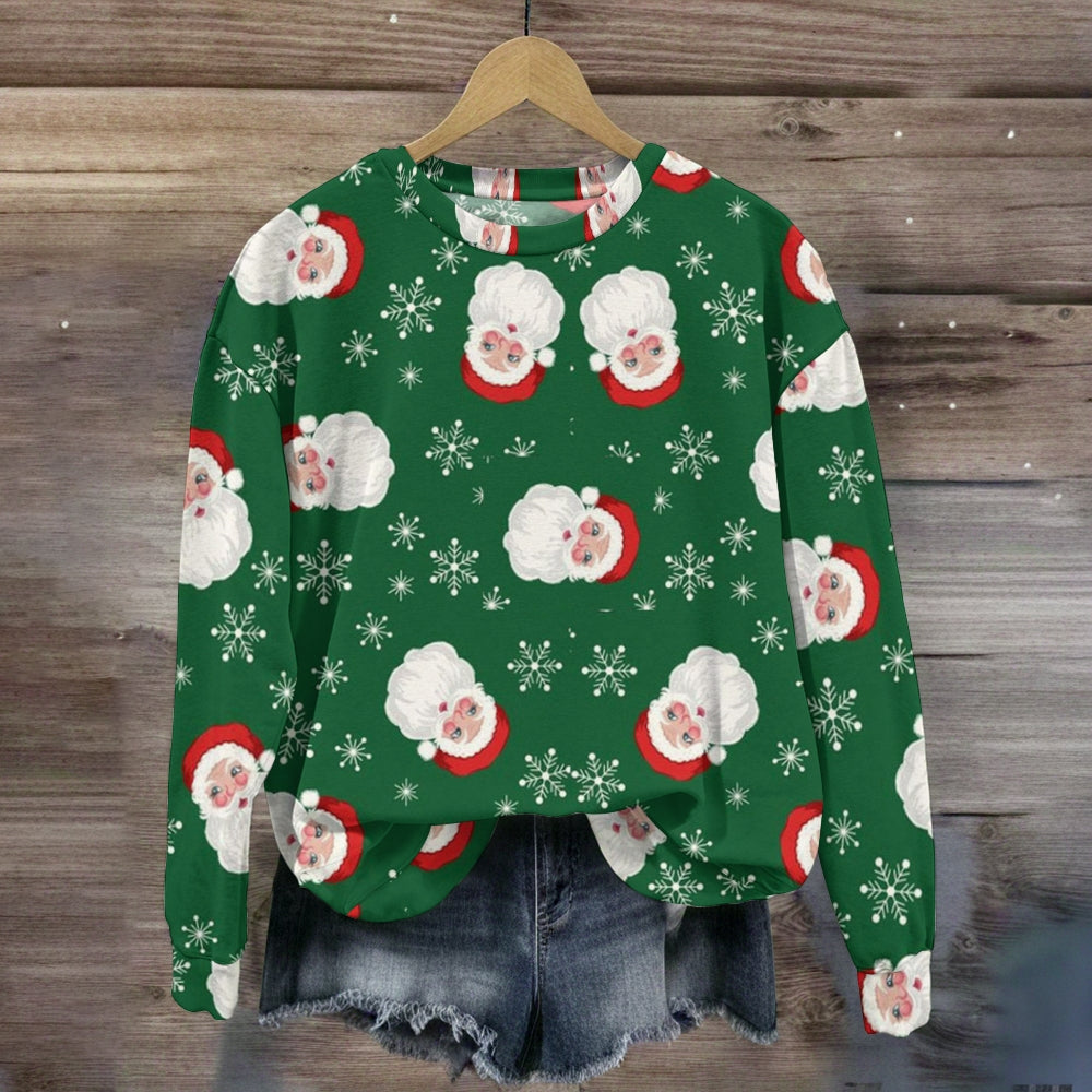 Green Santa Print Teacher Sweatshirt