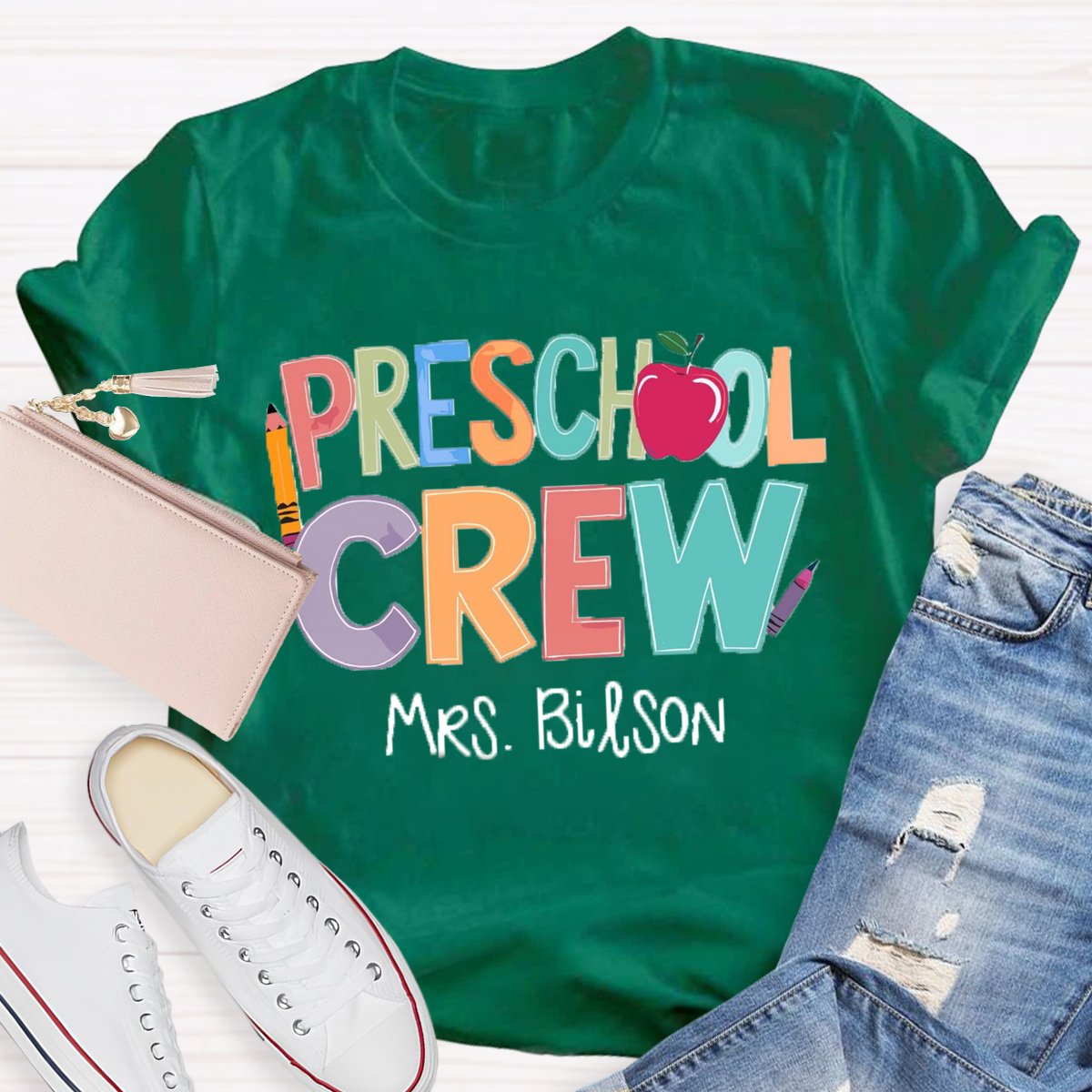 Personalized Name Preschool Crew Shirt