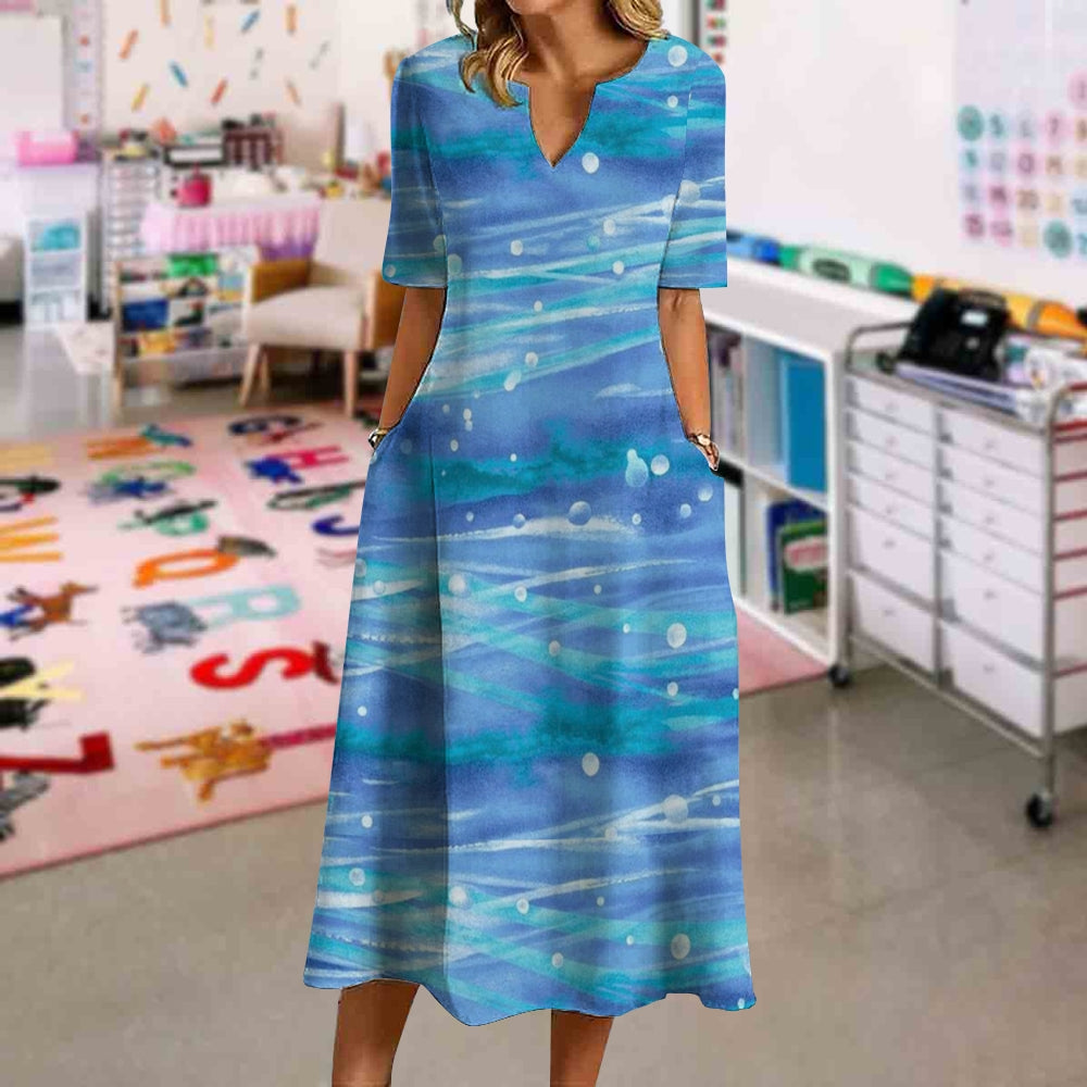 Elegant Blue Gradient Pattern Dress