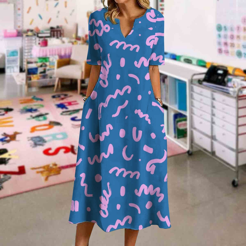 Blue Simple Lines Dress