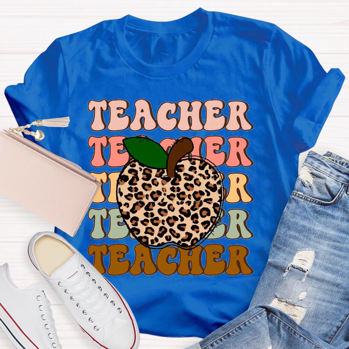 Leopard Apple Teacherabc T-Shirt