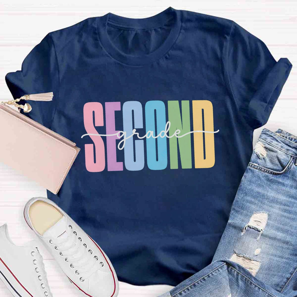 Personalized Grade Colorful Letter Printed T-shirt