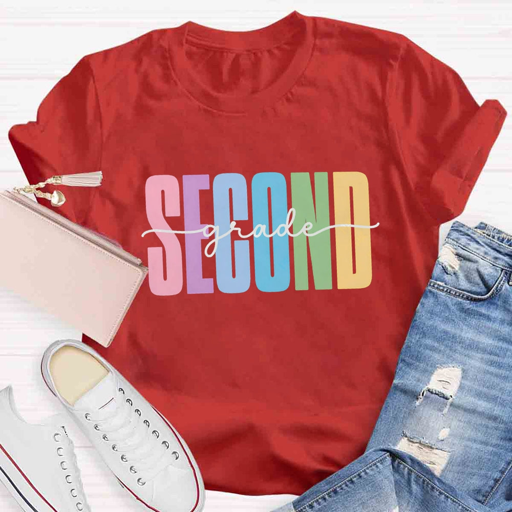 Personalized Grade Colorful Letter Printed T-shirt