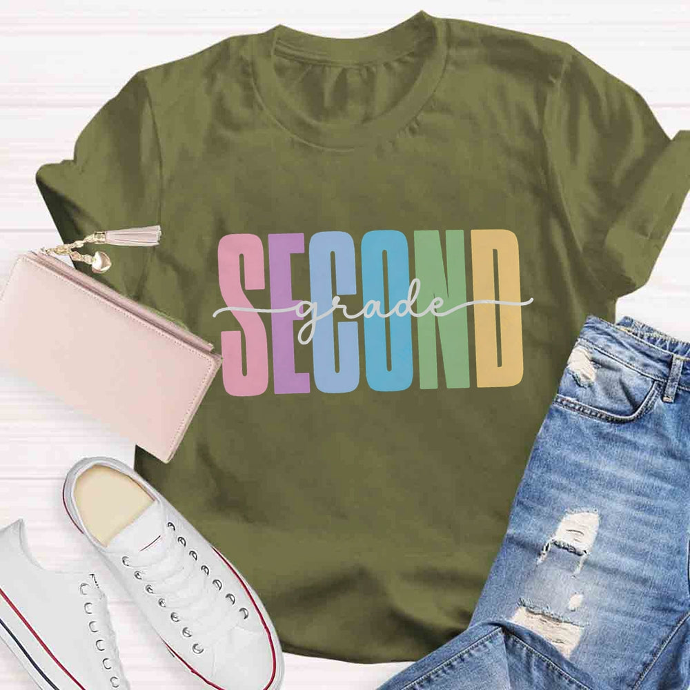 Personalized Grade Colorful Letter Printed T-shirt