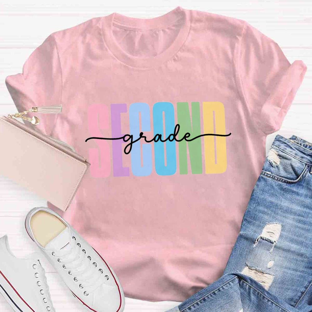 Personalized Grade Colorful Letter Printed T-shirt