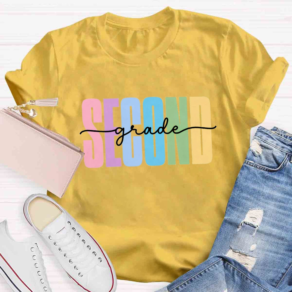 Personalized Grade Colorful Letter Printed T-shirt
