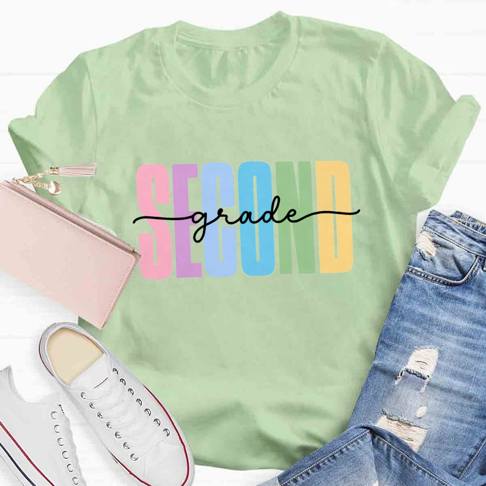Personalized Grade Colorful Letter Printed T-shirt