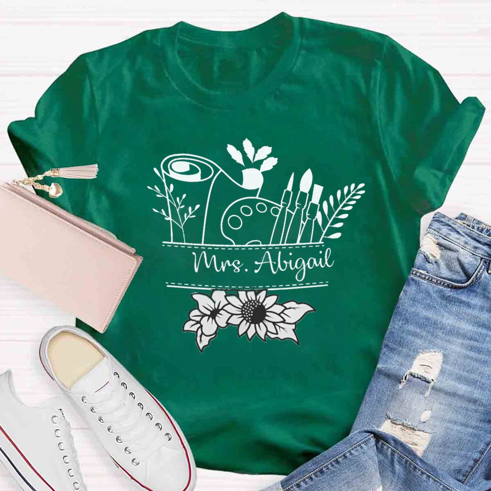 Personalized Teacher Name Art Printed T-shirt