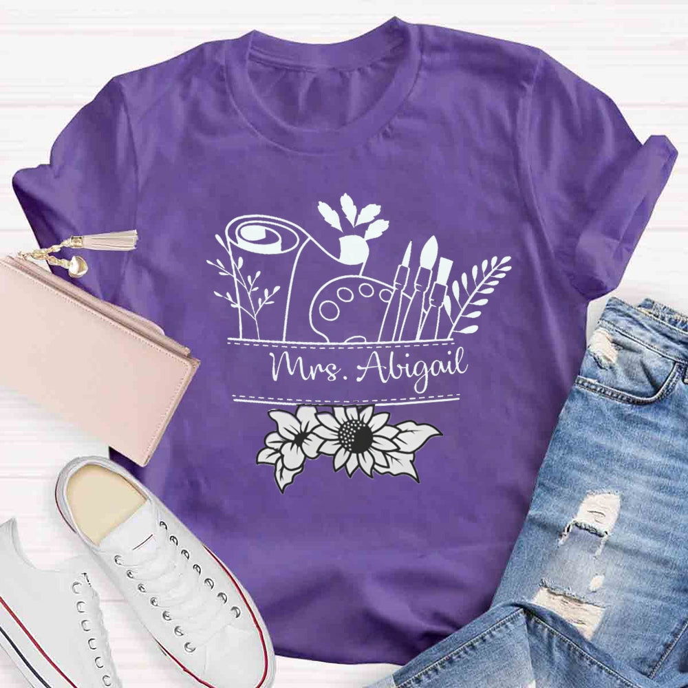 Personalized Teacher Name Art Printed T-shirt