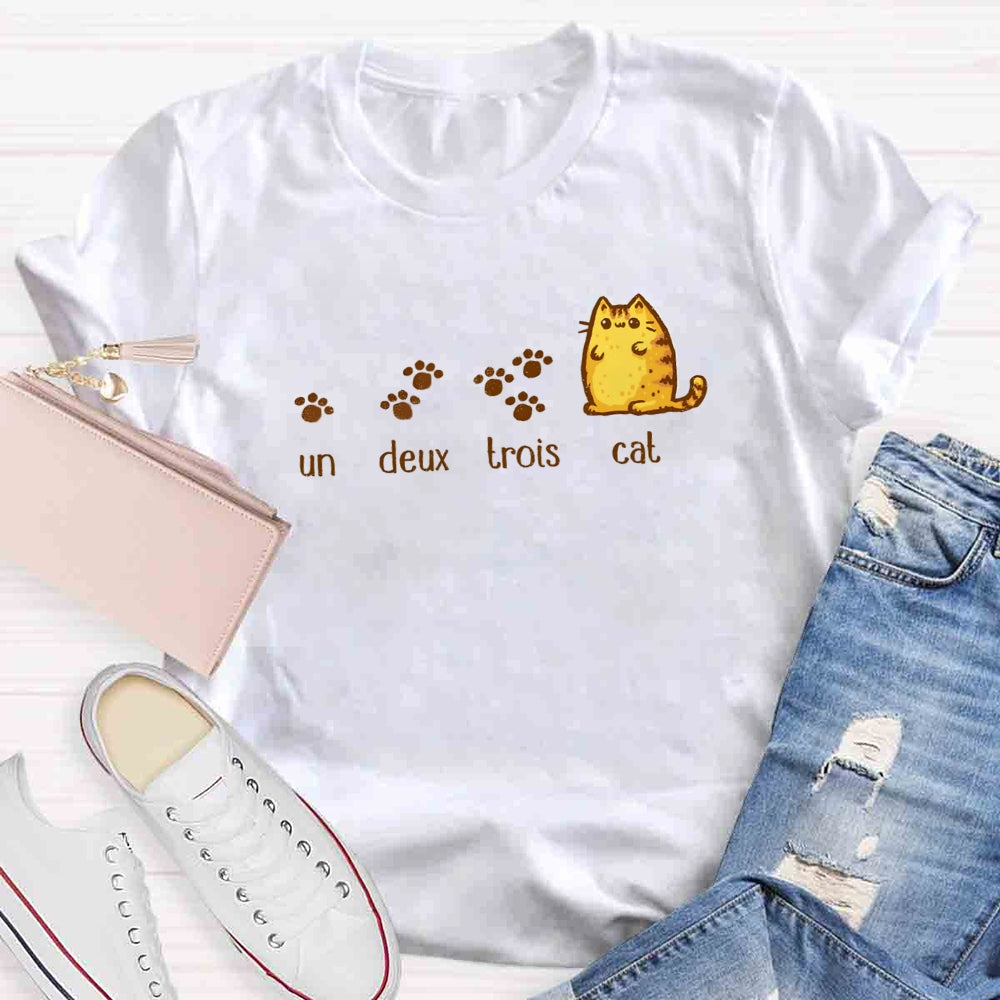 Un Deux Trois Cute Cat  Teacher T-shirt