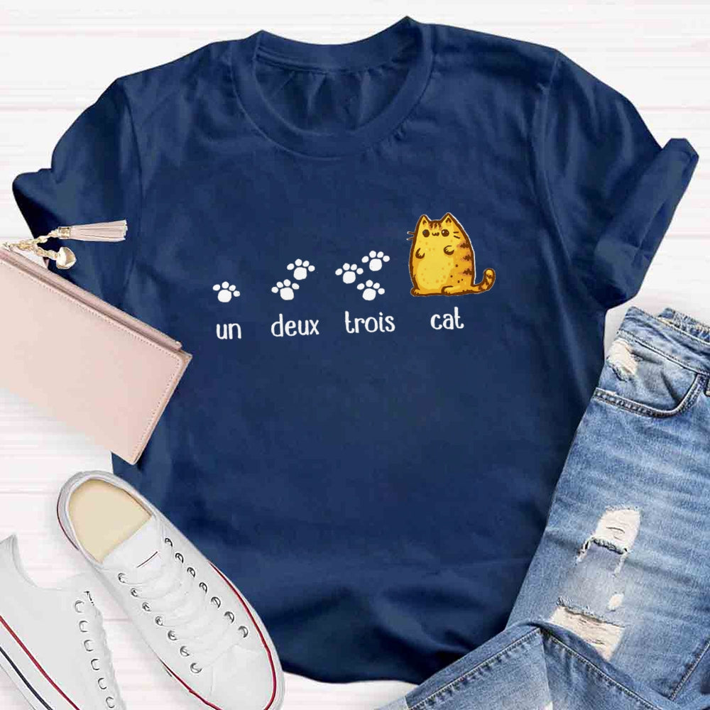 Un Deux Trois Cute Cat  Teacher T-shirt