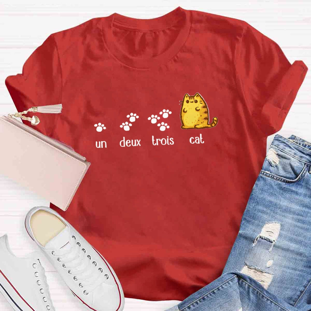 Un Deux Trois Cute Cat  Teacher T-shirt