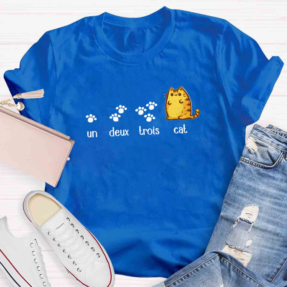 Un Deux Trois Cute Cat  Teacher T-shirt