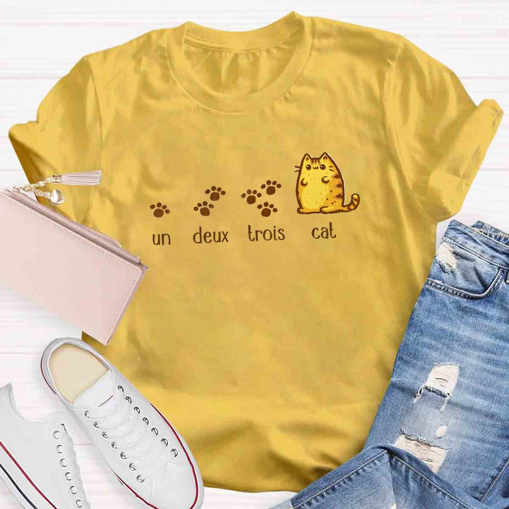 Un Deux Trois Cute Cat  Teacher T-shirt
