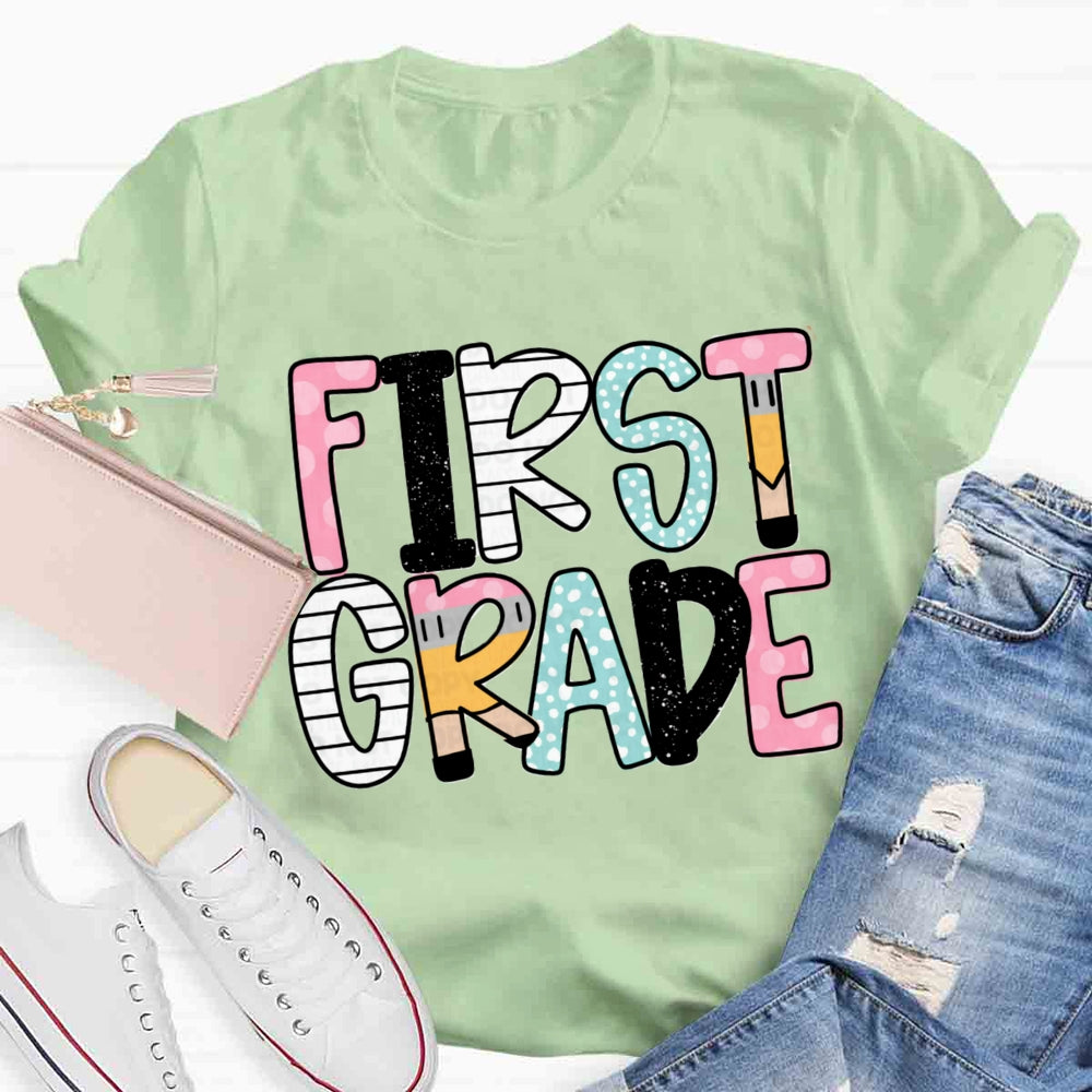 Personalized Grade Pink First Grade T-shirt