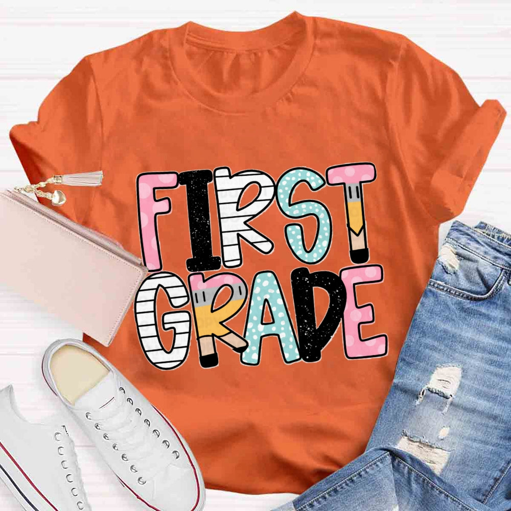 Personalized Grade Pink First Grade T-shirt