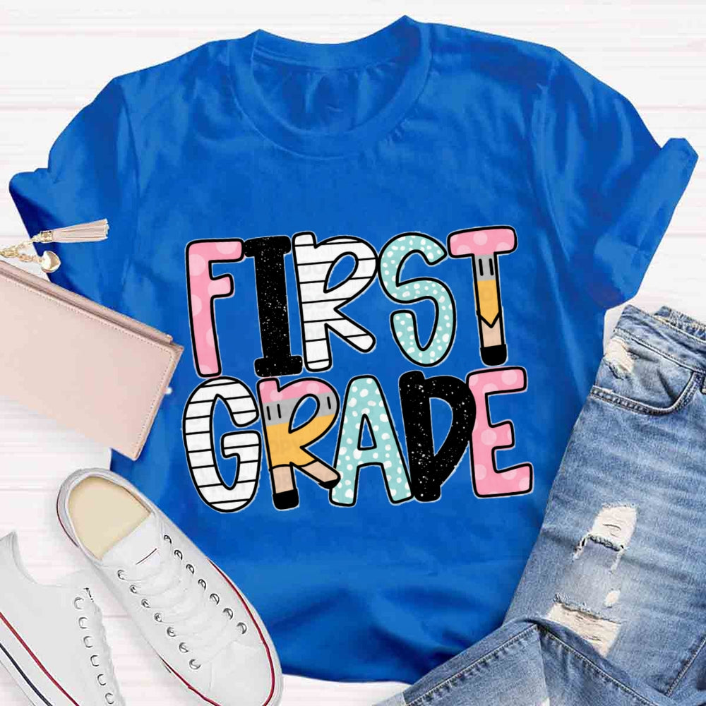 Personalized Grade Pink First Grade T-shirt