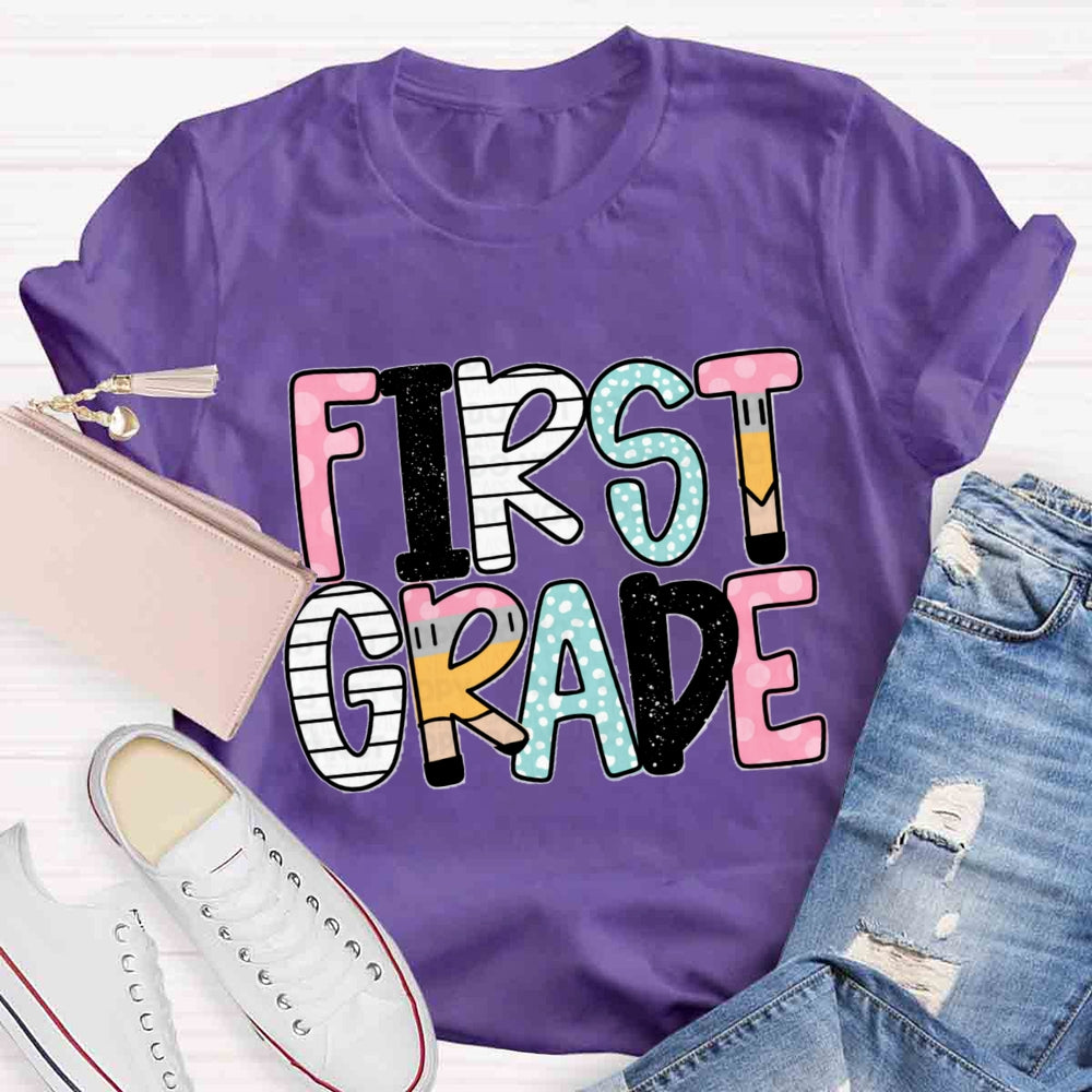 Personalized Grade Pink First Grade T-shirt