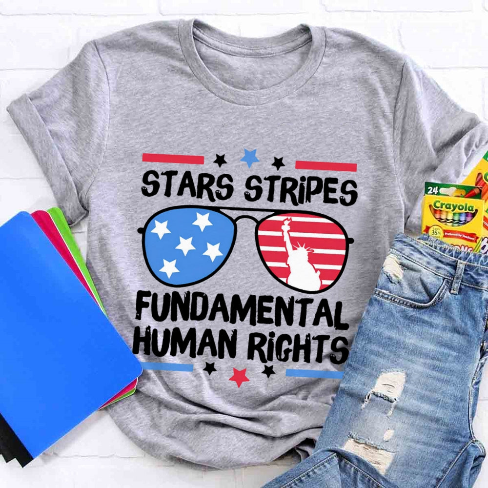 Stars Stripes Fundamental Human Rights Teacher T-Shirt