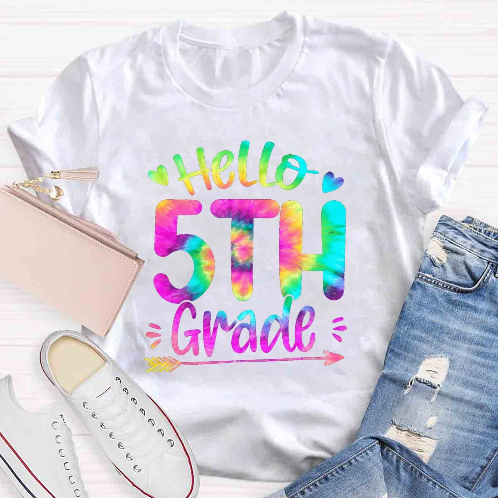 Personalized Grade Colorful Letter Hello 5th Grade T-shirt