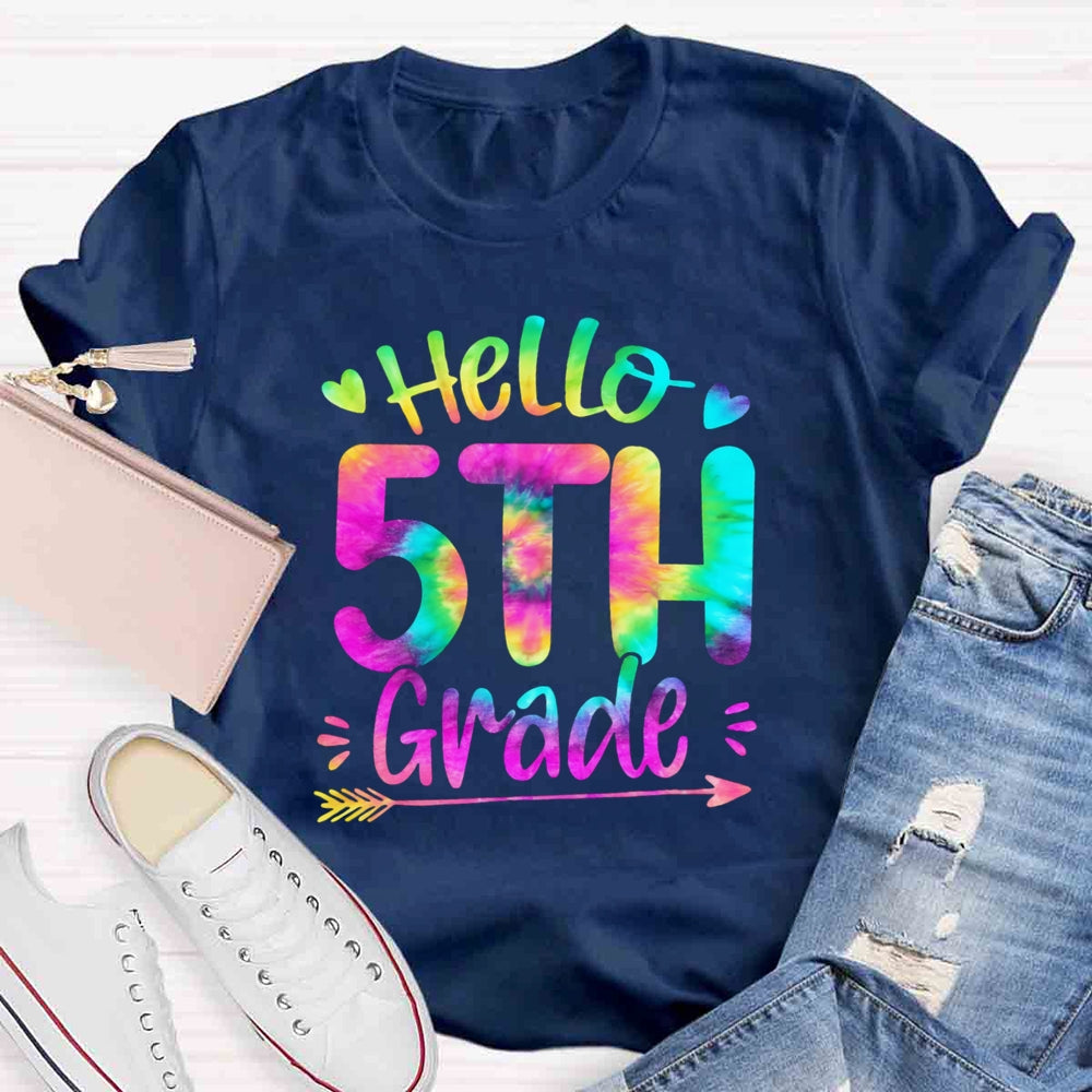 Personalized Grade Colorful Letter Hello 5th Grade T-shirt