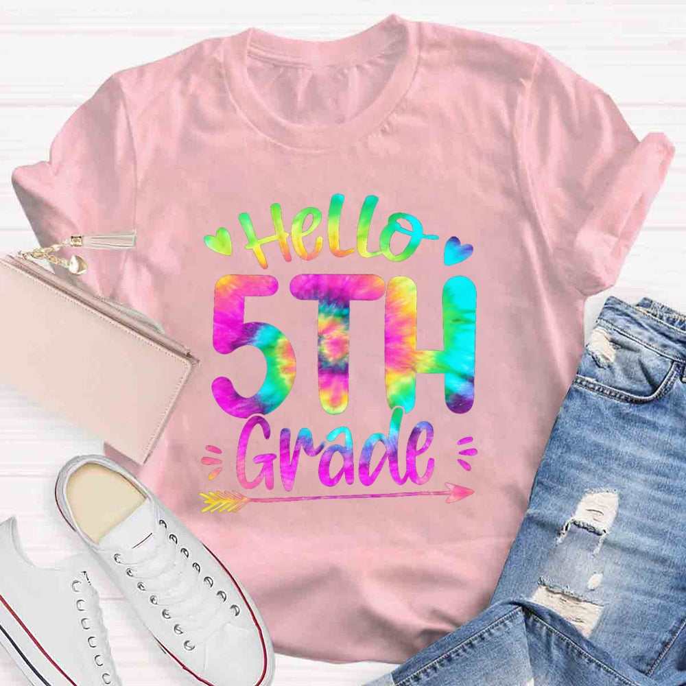 Personalized Grade Colorful Letter Hello 5th Grade T-shirt